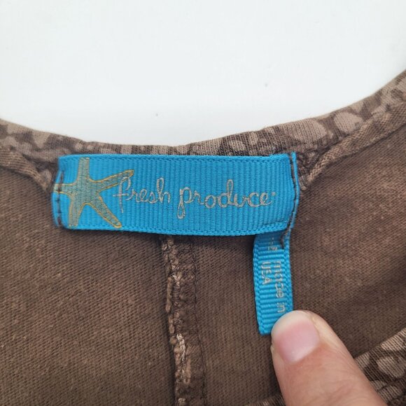 Fresh Produce Women's Large Maxi Dress Brown Print Ruffle Sleeveless Casual - Picture 6 of 11